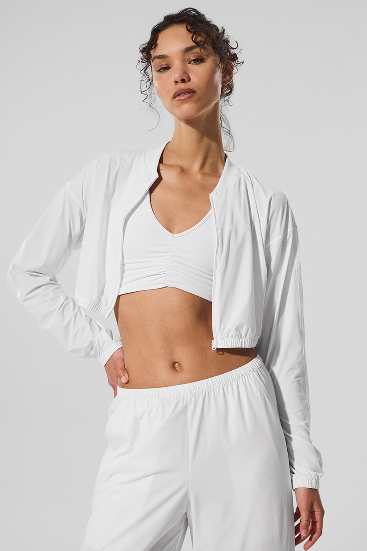 Cropped Breezy Full-Zip Cover Up "new"