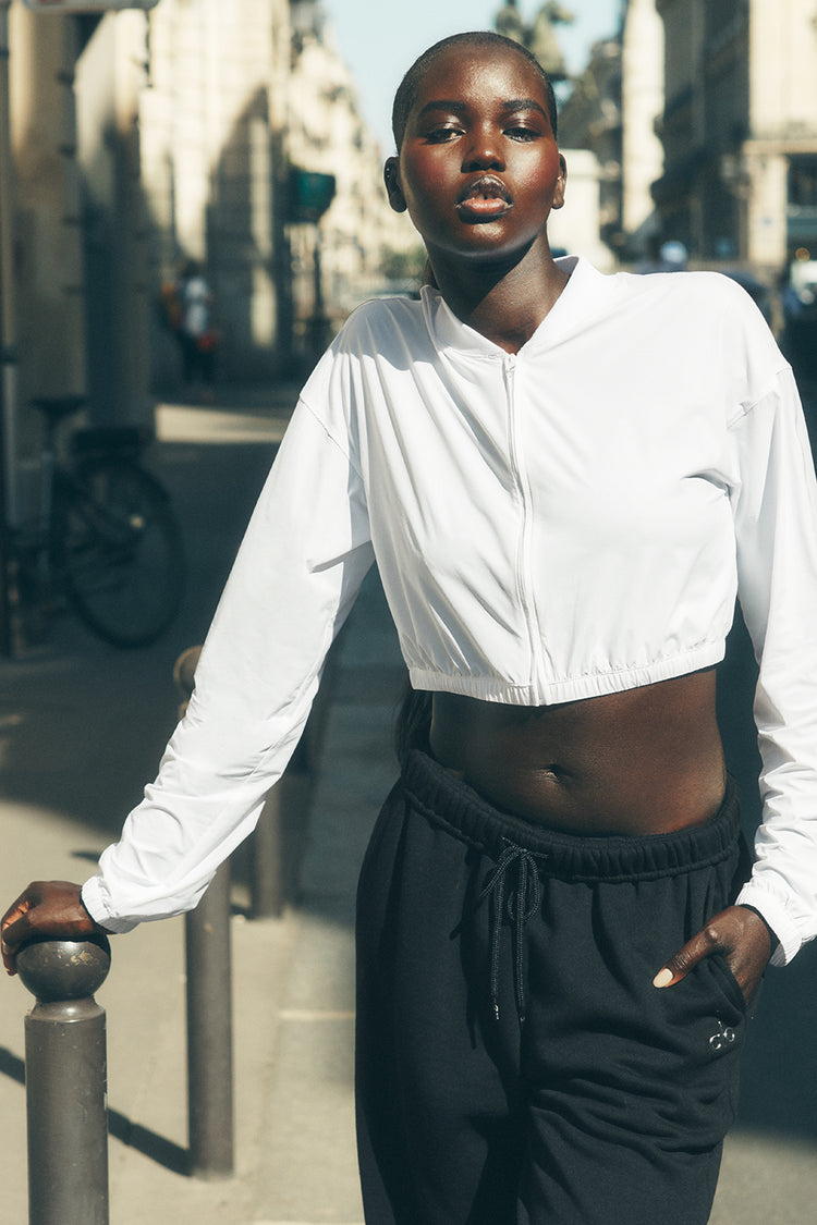 Cropped Breezy Full-Zip Cover Up "new"