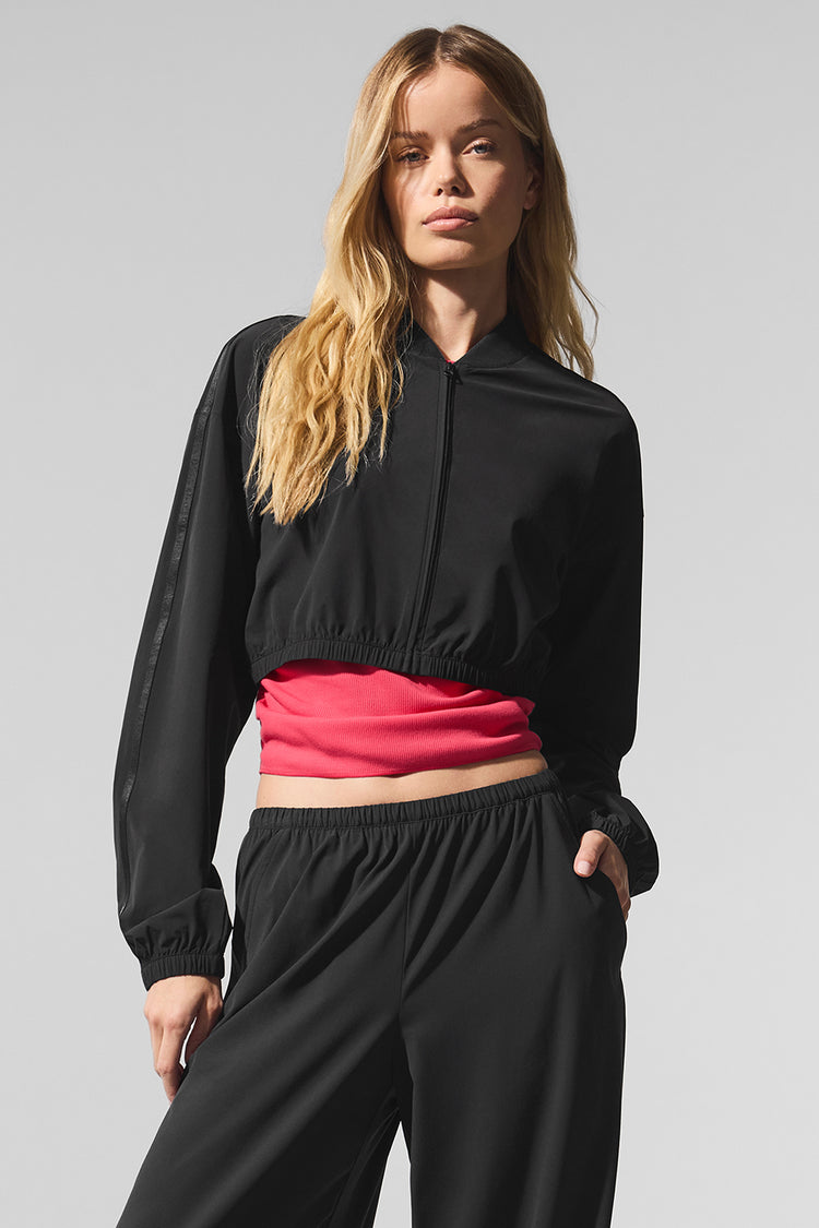Cropped Breezy Full-Zip Cover Up "new"